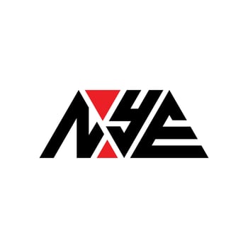 NYE triangle letter logo design with triangle shape. NYE triangle logo design monogram. NYE triangle vector logo template with red color. NYE triangular logo Simple, Elegant, and Luxurious Logo. NYE