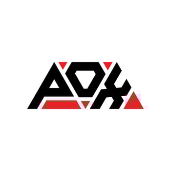 POX triangle letter logo design with triangle shape. POX triangle logo design monogram. POX triangle vector logo template with red color. POX triangular logo Simple, Elegant, and Luxurious Logo. POX
