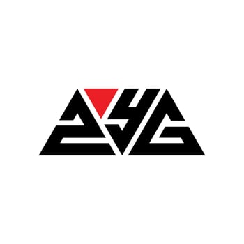 ZYG triangle letter logo design with triangle shape. ZYG triangle logo design monogram. ZYG triangle vector logo template with red color. ZYG triangular logo Simple, Elegant, and Luxurious Logo. ZYG