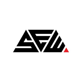 SEW triangle letter logo design with triangle shape. SEW triangle logo design monogram. SEW triangle vector logo template with red color. SEW triangular logo Simple, Elegant, and Luxurious Logo. SEW
