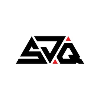 SJQ triangle letter logo design with triangle shape. SJQ triangle logo design monogram. SJQ triangle vector logo template with red color. SJQ triangular logo Simple, Elegant, and Luxurious Logo. SJQ