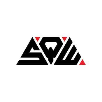 SQW triangle letter logo design with triangle shape. SQW triangle logo design monogram. SQW triangle vector logo template with red color. SQW triangular logo Simple, Elegant, and Luxurious Logo. SQW