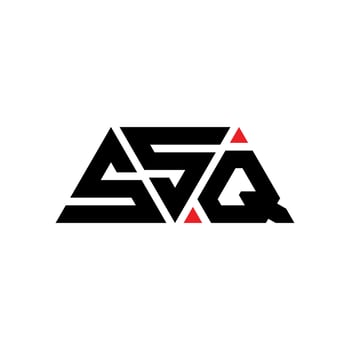 SSQ triangle letter logo design with triangle shape. SSQ triangle logo design monogram. SSQ triangle vector logo template with red color. SSQ triangular logo Simple, Elegant, and Luxurious Logo. SSQ