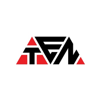 TEN triangle letter logo design with triangle shape. TEN triangle logo design monogram. TEN triangle vector logo template with red color. TEN triangular logo Simple, Elegant, and Luxurious Logo. TEN