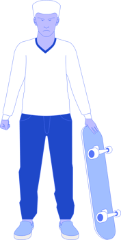 a white hair man stand holding longboard trend sport. png