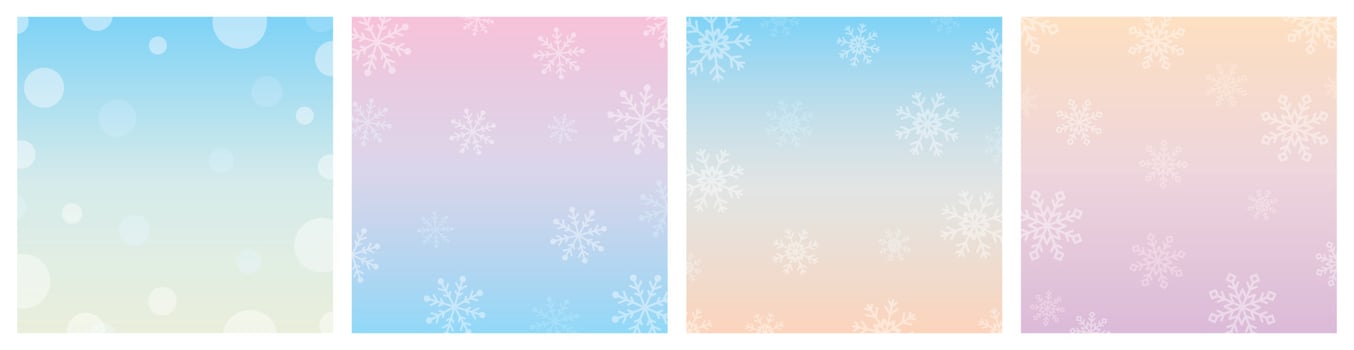 Sweet pastel gradient winter color tone with snowflakes square background illustration vector