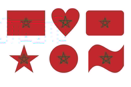 Morocco flag in six shapes vector illustration