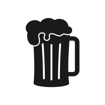 a glass of beer illustration in trendy fflat design vector