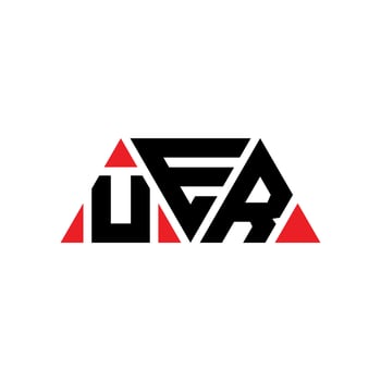 UER triangle letter logo design with triangle shape. UER triangle logo design monogram. UER triangle vector logo template with red color. UER triangular logo Simple, Elegant, and Luxurious Logo. UER