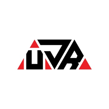 UJR triangle letter logo design with triangle shape. UJR triangle logo design monogram. UJR triangle vector logo template with red color. UJR triangular logo Simple, Elegant, and Luxurious Logo. UJR