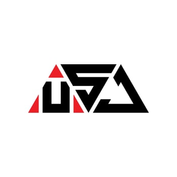 USJ triangle letter logo design with triangle shape. USJ triangle logo design monogram. USJ triangle vector logo template with red color. USJ triangular logo Simple, Elegant, and Luxurious Logo. USJ