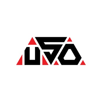 USO triangle letter logo design with triangle shape. USO triangle logo design monogram. USO triangle vector logo template with red color. USO triangular logo Simple, Elegant, and Luxurious Logo. USO
