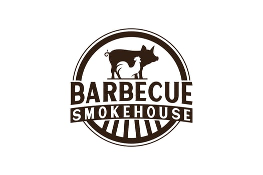 Vintage Retro Rustic BBQ Grill, Barbecue, Barbeque Label Stamp Logo design vector