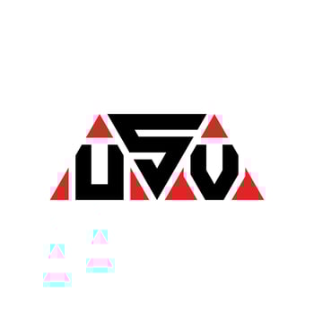 USV triangle letter logo design with triangle shape. USV triangle logo design monogram. USV triangle vector logo template with red color. USV triangular logo Simple, Elegant, and Luxurious Logo. USV
