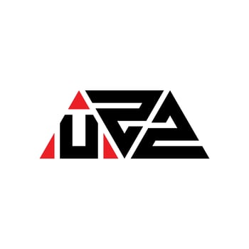 UZZ triangle letter logo design with triangle shape. UZZ triangle logo design monogram. UZZ triangle vector logo template with red color. UZZ triangular logo Simple, Elegant, and Luxurious Logo. UZZ