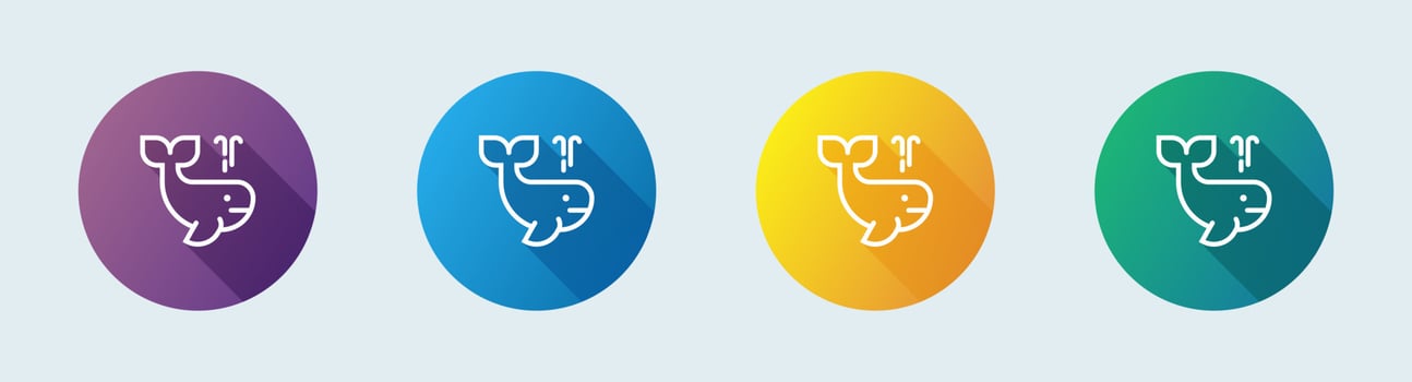 Whale line icon in flat design style. Ocean wildlife signs vector illustration.
