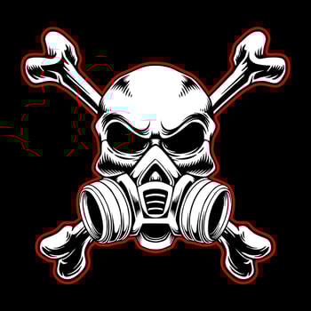 Vector skull black and white design