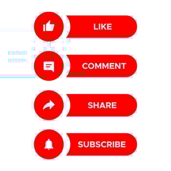 Like, comment, share, and subscribe icon. Streaming channel subscriptions vector
