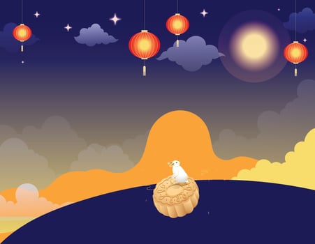 mid autumn festival flat design vector