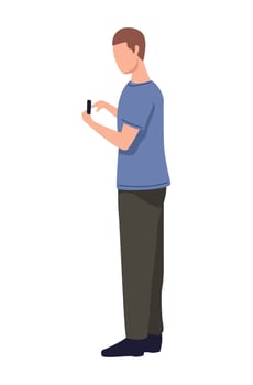 man using smartphone vector