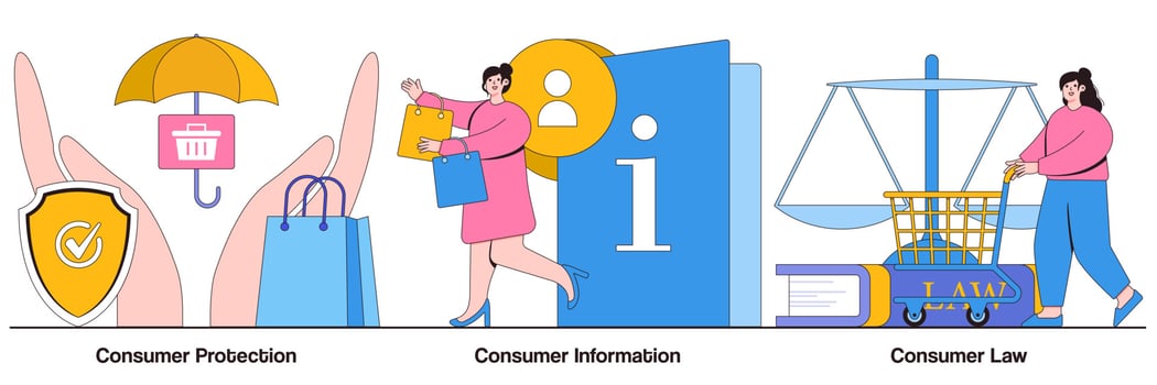 Consumer Protection, Information, and Law Illustrated Pack vector
