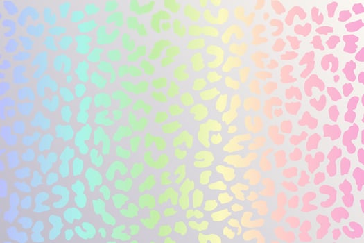 Rainbow leopard background. Holographic foil cheetah texture. Animal pattern gradient print. Vector abstract pastel illustration.