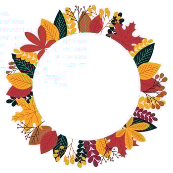 Autumn seasonal frame, border with autumn leaves. White background with space for text. Vector. vector