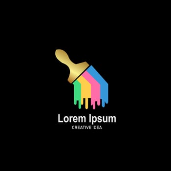 brush with colorful style logo template vector