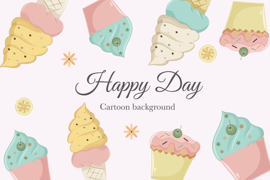 cute ice cream summer background vector