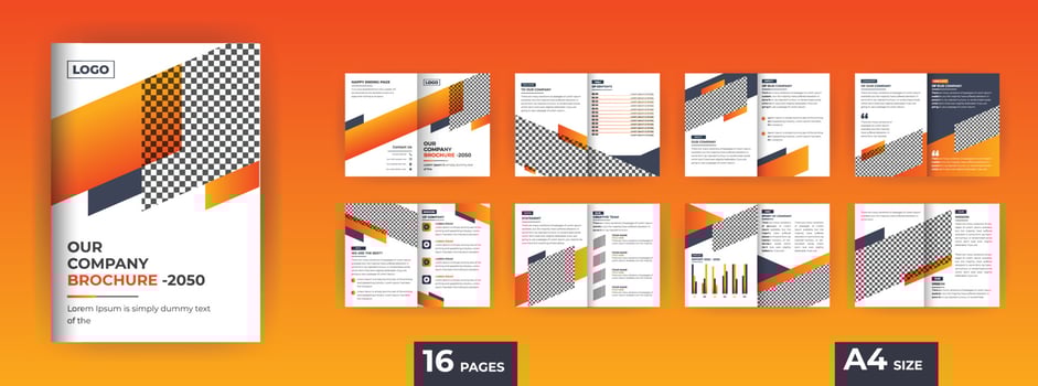 Business brochure design Company profile with modern gradient shapes, 16 pages brochure design vector