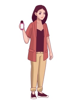 woman with beauty bottle vector