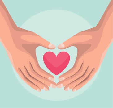 solidarity hands protecting heart vector