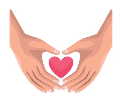 solidarity hands protecting heart icon vector