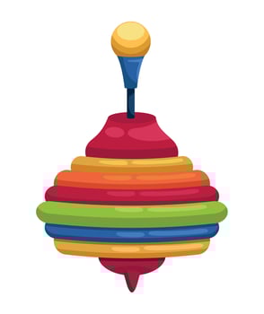 spinning top kids toy vector