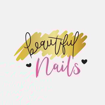 Beautiful nails, handwritten inscription, fashion, lettering design, gold vector