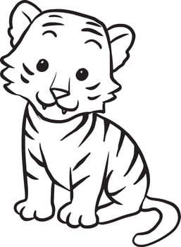 tiger animal cartoon doodle kawaii anime coloring page cute illustration clip art character vector