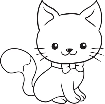 cat doodle cartoon kawaii anime cute coloring page vector