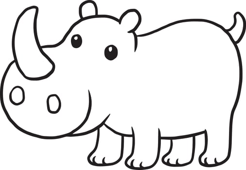 rhinoceros doodle cartoon kawaii anime cute coloring page vector