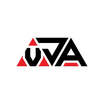 VJA triangle letter logo design with triangle shape. VJA triangle logo design monogram. VJA triangle vector logo template with red color. VJA triangular logo Simple, Elegant, and Luxurious Logo. VJA