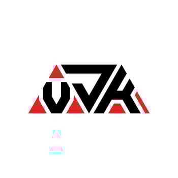 VJK triangle letter logo design with triangle shape. VJK triangle logo design monogram. VJK triangle vector logo template with red color. VJK triangular logo Simple, Elegant, and Luxurious Logo. VJK
