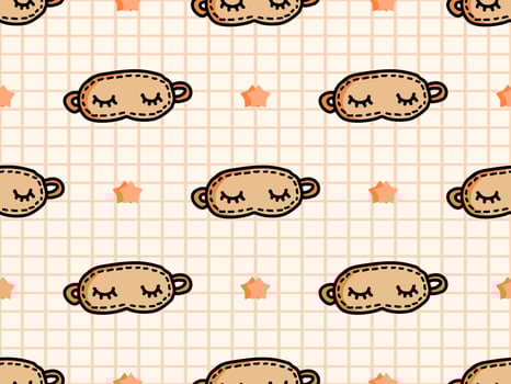 Sleep cartoon character seamless pattern on yellow background. Pixel style vector