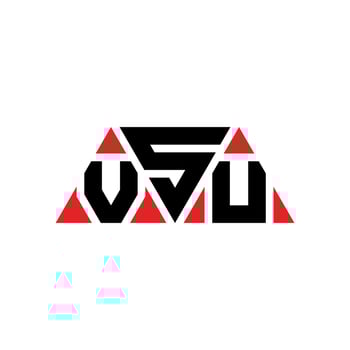 VSU triangle letter logo design with triangle shape. VSU triangle logo design monogram. VSU triangle vector logo template with red color. VSU triangular logo Simple, Elegant, and Luxurious Logo. VSU