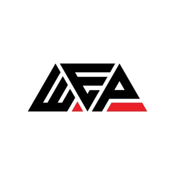 WEP triangle letter logo design with triangle shape. WEP triangle logo design monogram. WEP triangle vector logo template with red color. WEP triangular logo Simple, Elegant, and Luxurious Logo. WEP