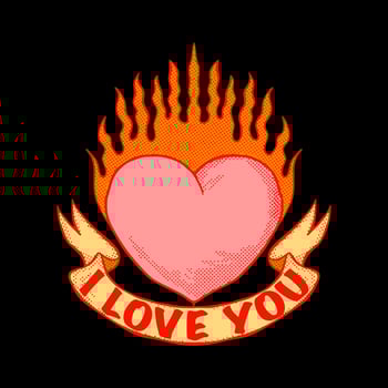 Heart burn i love you illustration vector colorful for print on tshirt, poster, logo, stickers etc