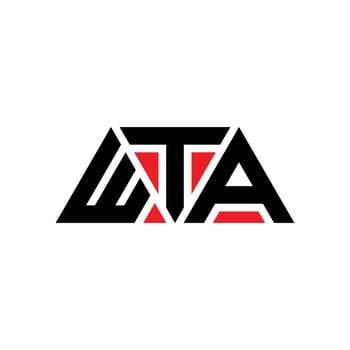 WTA triangle letter logo design with triangle shape. WTA triangle logo design monogram. WTA triangle vector logo template with red color. WTA triangular logo Simple, Elegant, and Luxurious Logo. WTA
