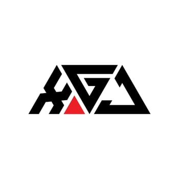 XGJ triangle letter logo design with triangle shape. XGJ triangle logo design monogram. XGJ triangle vector logo template with red color. XGJ triangular logo Simple, Elegant, and Luxurious Logo. XGJ