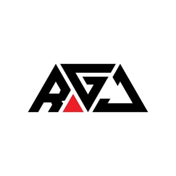 RGJ triangle letter logo design with triangle shape. RGJ triangle logo design monogram. RGJ triangle vector logo template with red color. RGJ triangular logo Simple, Elegant, and Luxurious Logo. RGJ