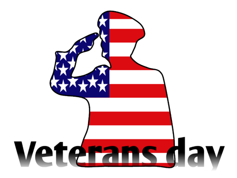 Illustration design soldier respecting with flag and shadow for veterans day png