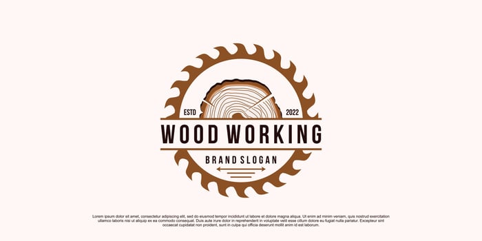 Wood working logo design with creative unique concept Premium Vector
