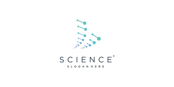 Science logo design with dot and line concept Premium Vector